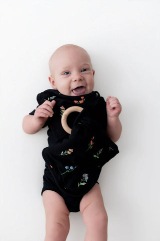 Lovey in Midnight Wildflower with Removable Wooden Teething Ring