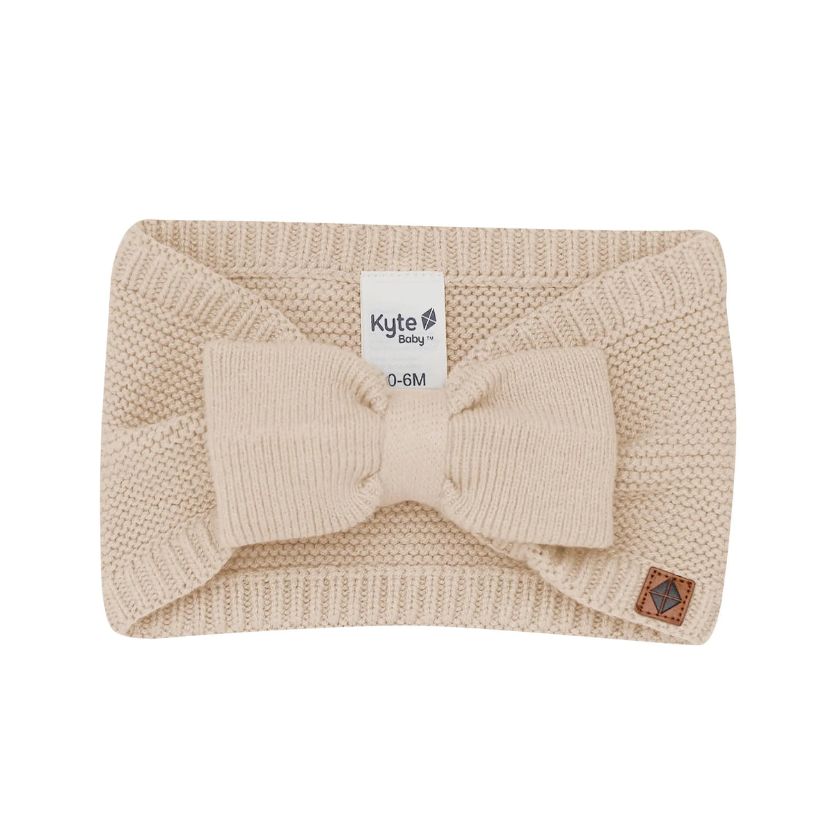 Chunky Knit Adult Bow Headband in Almond