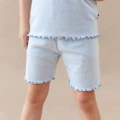 Pointelle Short Sleeve Set in Breeze