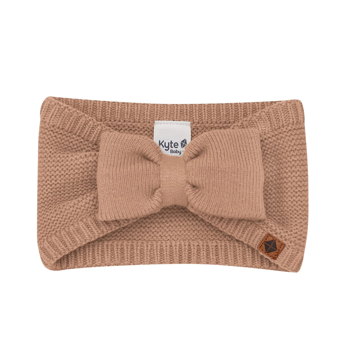 Chunky Knit Adult Bow Headband in Latte