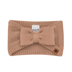 Chunky Knit Adult Bow Headband in Latte