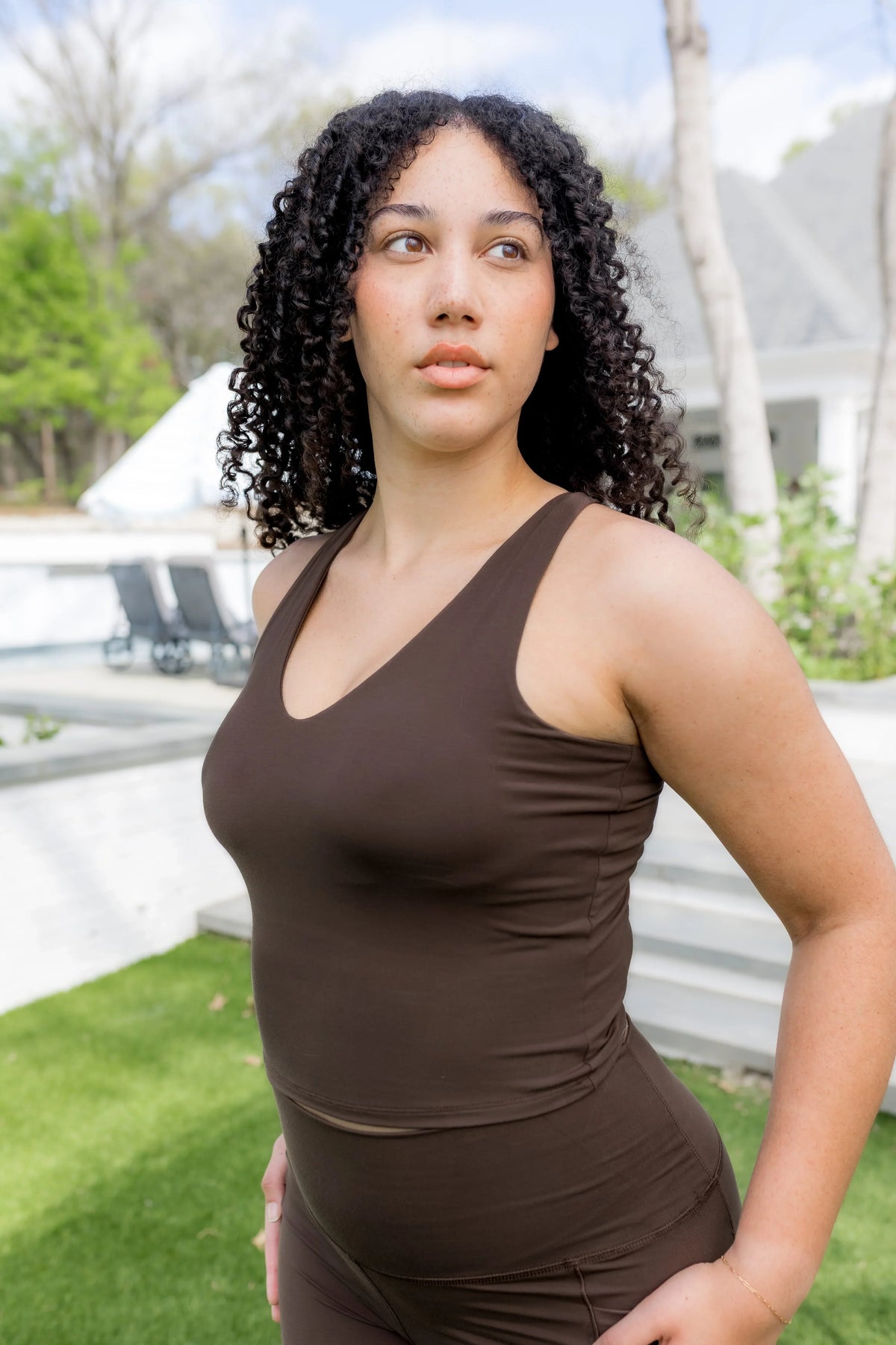 Bamboo Flex Bra Tank in Espresso