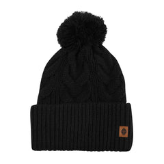 Cable Knit Adult Pom Beanie in Midnight