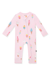 Zippered Romper in Sakura Ice Cream