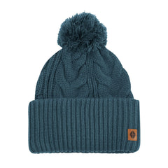 Cable Knit Adult Pom Beanie in Atlantic