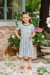 Twirl Dress in Patriotic Goose