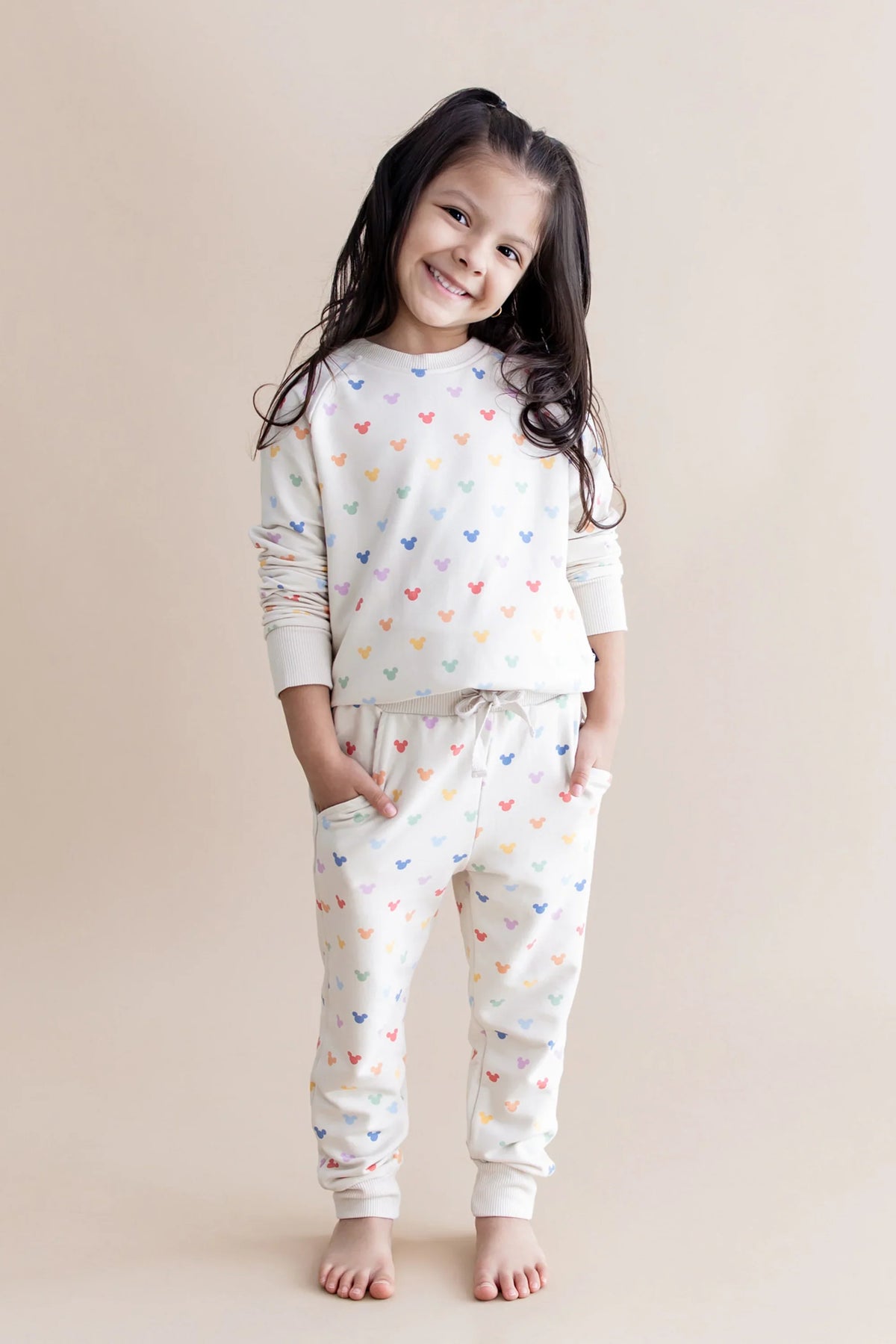 Long Sleeve Jogger Set in Pastel Mickey Mouse