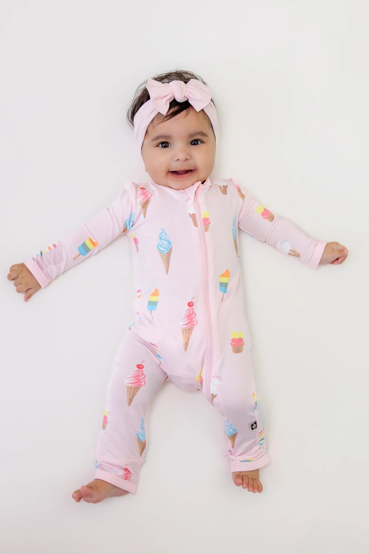 Zippered Romper in Sakura Ice Cream