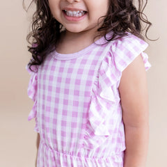 Bubble Romper in Gingham Thistle