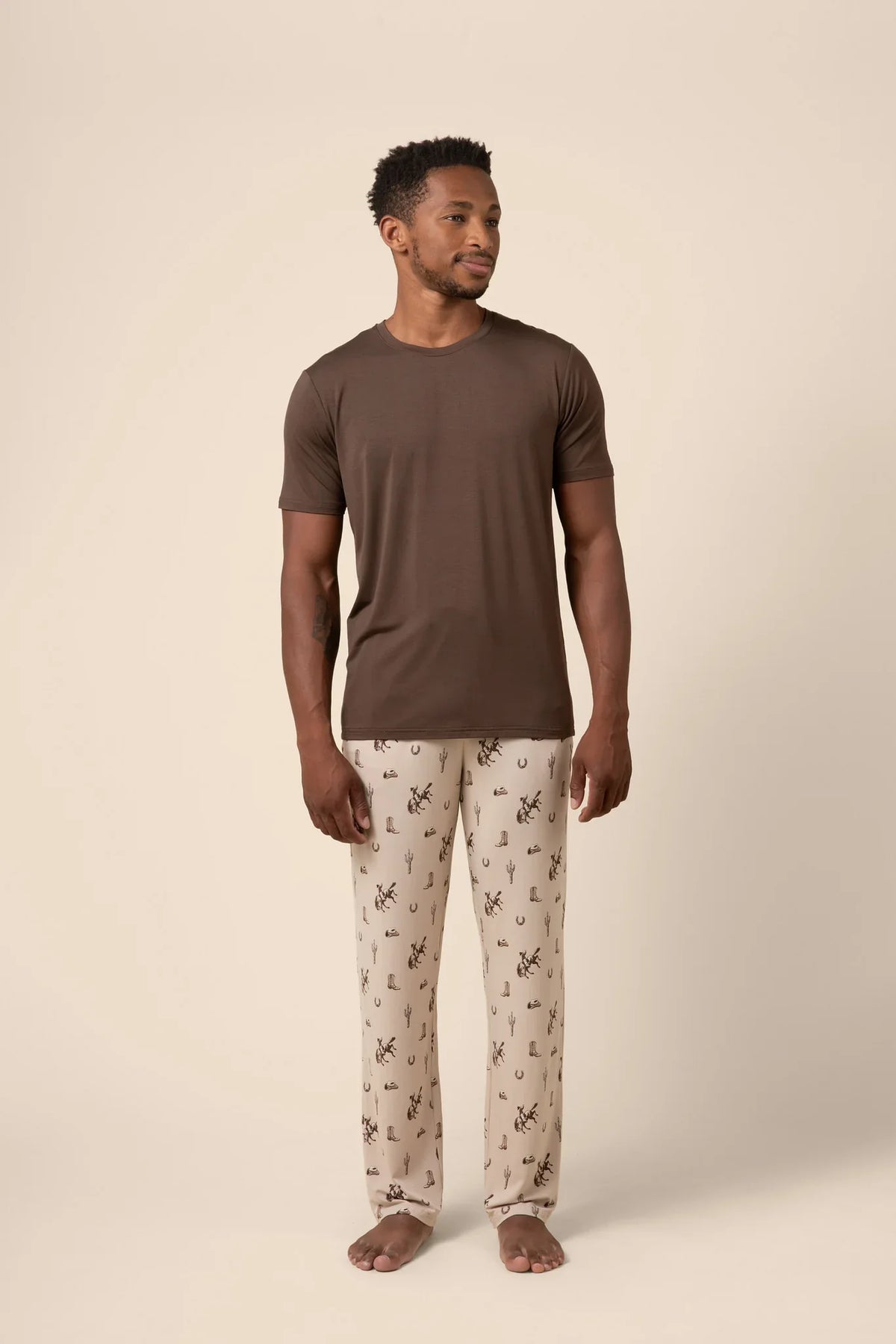 Men's Short Sleeve & Pant PJ Set in Classic Cowboy