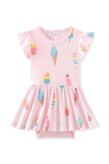 Twirl Bodysuit Dress in Sakura Ice Cream