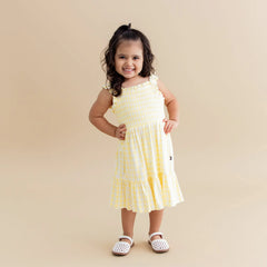 Smocked Dress in Gingham Chamomile