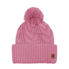 Cable Knit Adult Pom Beanie in Apple Blossom