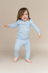 Ribbed Henley Set in Breeze
