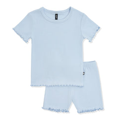 Pointelle Short Sleeve Set in Breeze