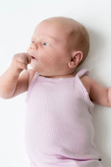 Ribbed Spaghetti Strap Bodysuit in Thistle