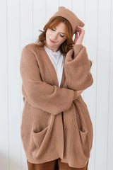 Chunky Knit Women's Oversized Cardigan in Latte