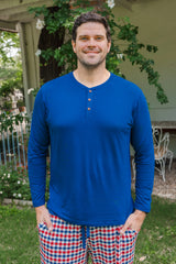 Men's Long Sleeve Henley Top in Tahoe