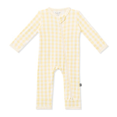Zippered Romper in Gingham Chamomile