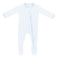 Zippered Footie in Small Mist Stripe