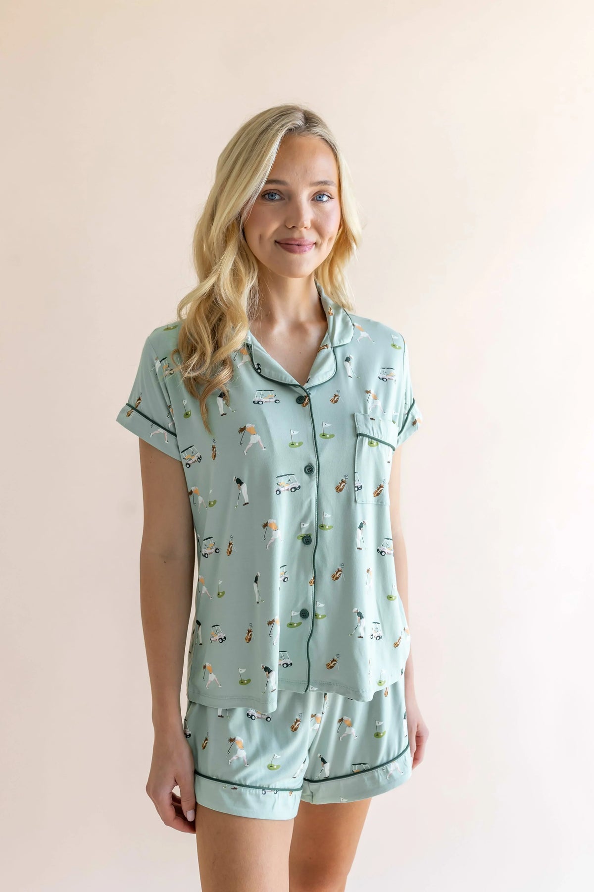 Women's Short Sleeve Pajama Set in Golf