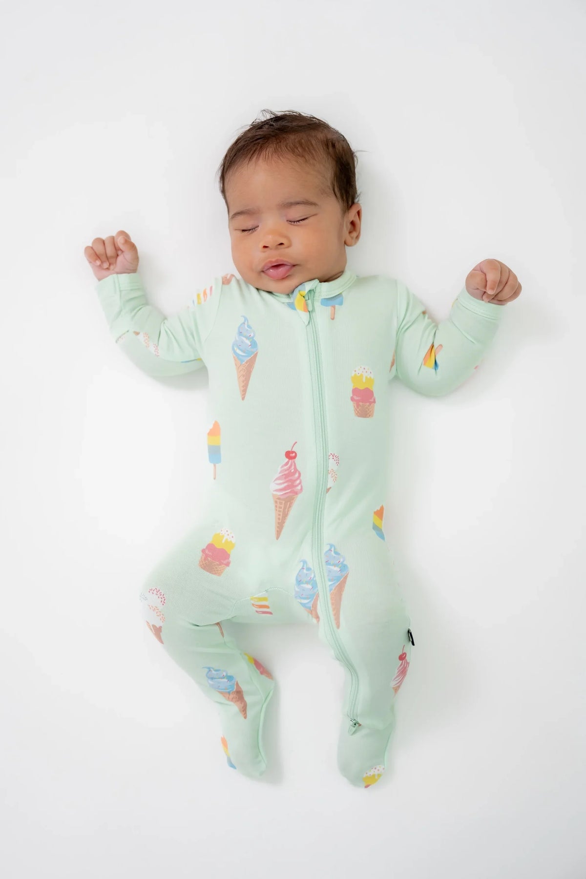 Zippered Footie in Mint Ice Cream
