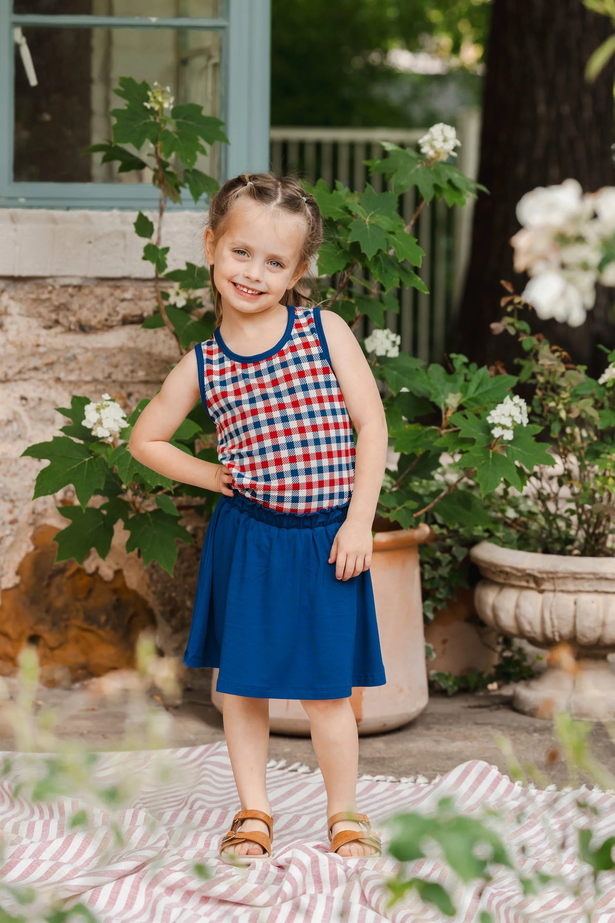 Toddler Tank Top in Patriotic Gingham