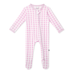 Zippered Footie in Gingham Thistle