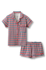 Women's Short Sleeve Pajama Set in Patriotic Gingham