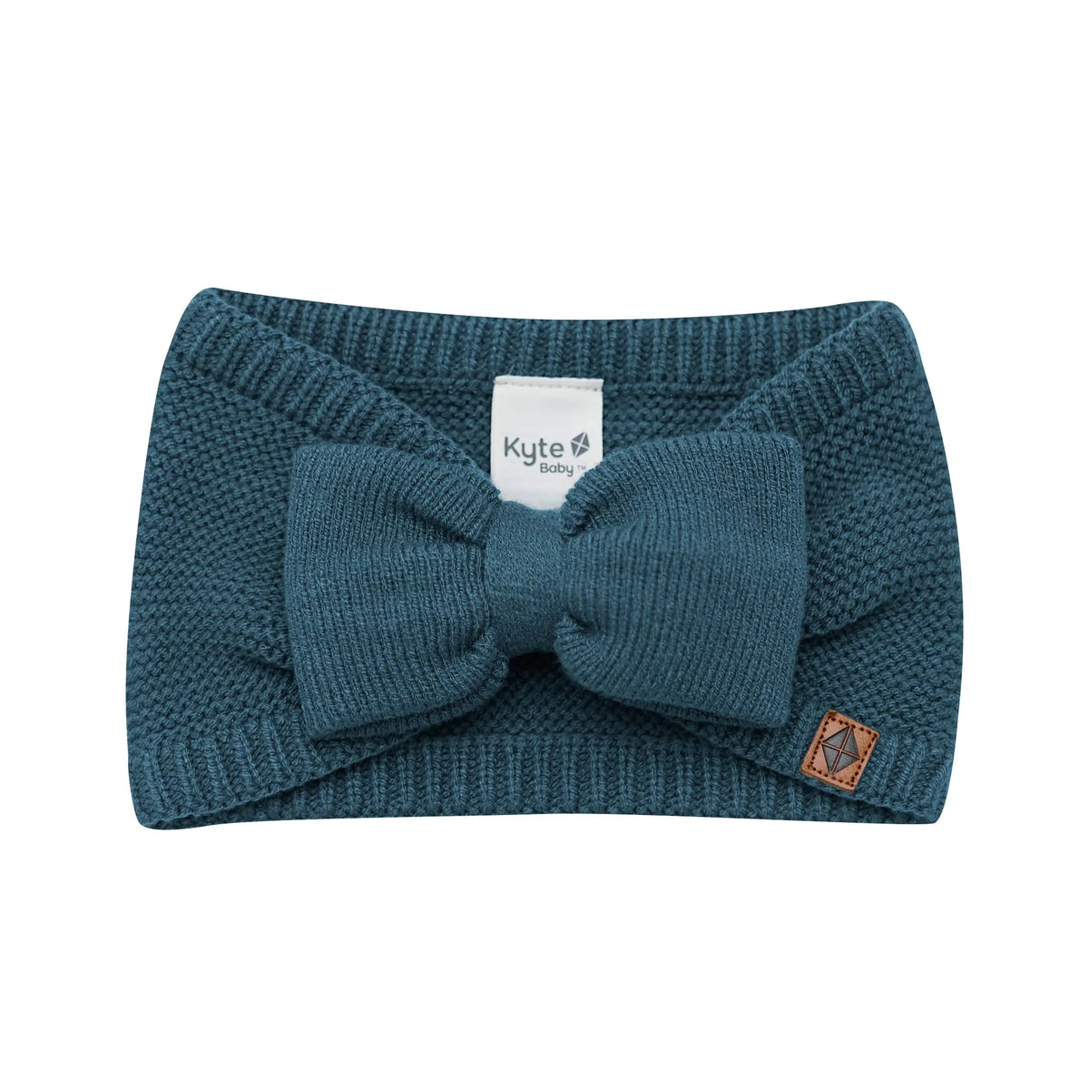Chunky Knit Adult Bow Headband in Atlantic