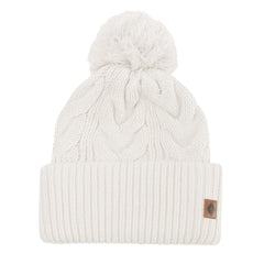Cable Knit Adult Pom Beanie in Oat