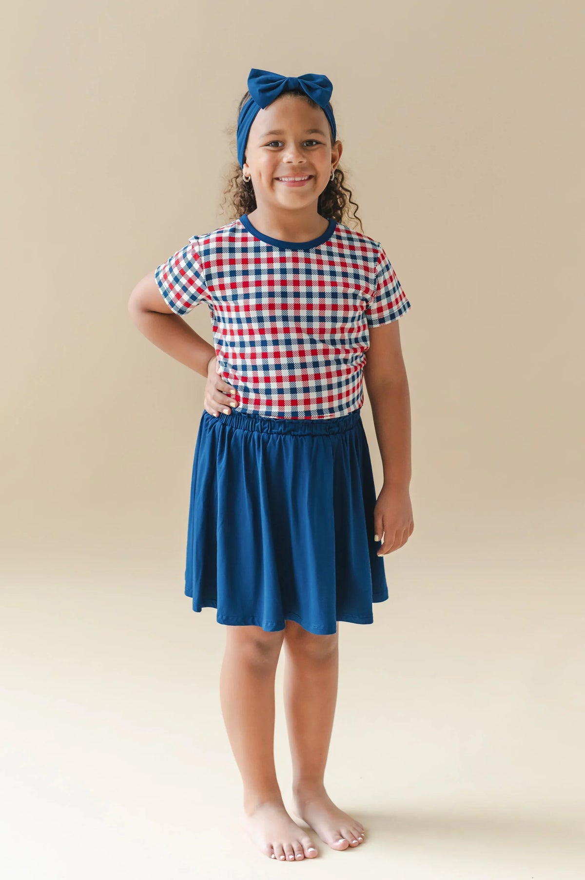 Toddler Basic Tee in Patriotic Gingham