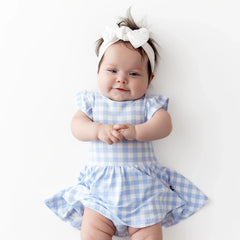 Twirl Bodysuit Dress in Gingham Breeze