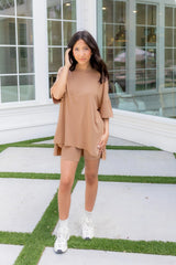 Women’s Biker Short Set in Latte