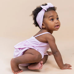 Spaghetti Strap Ruffle Romper in Thistle
