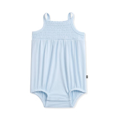 Smocked Bubble Romper in Breeze