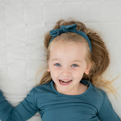 Knotted Bow Headband in Atlantic
