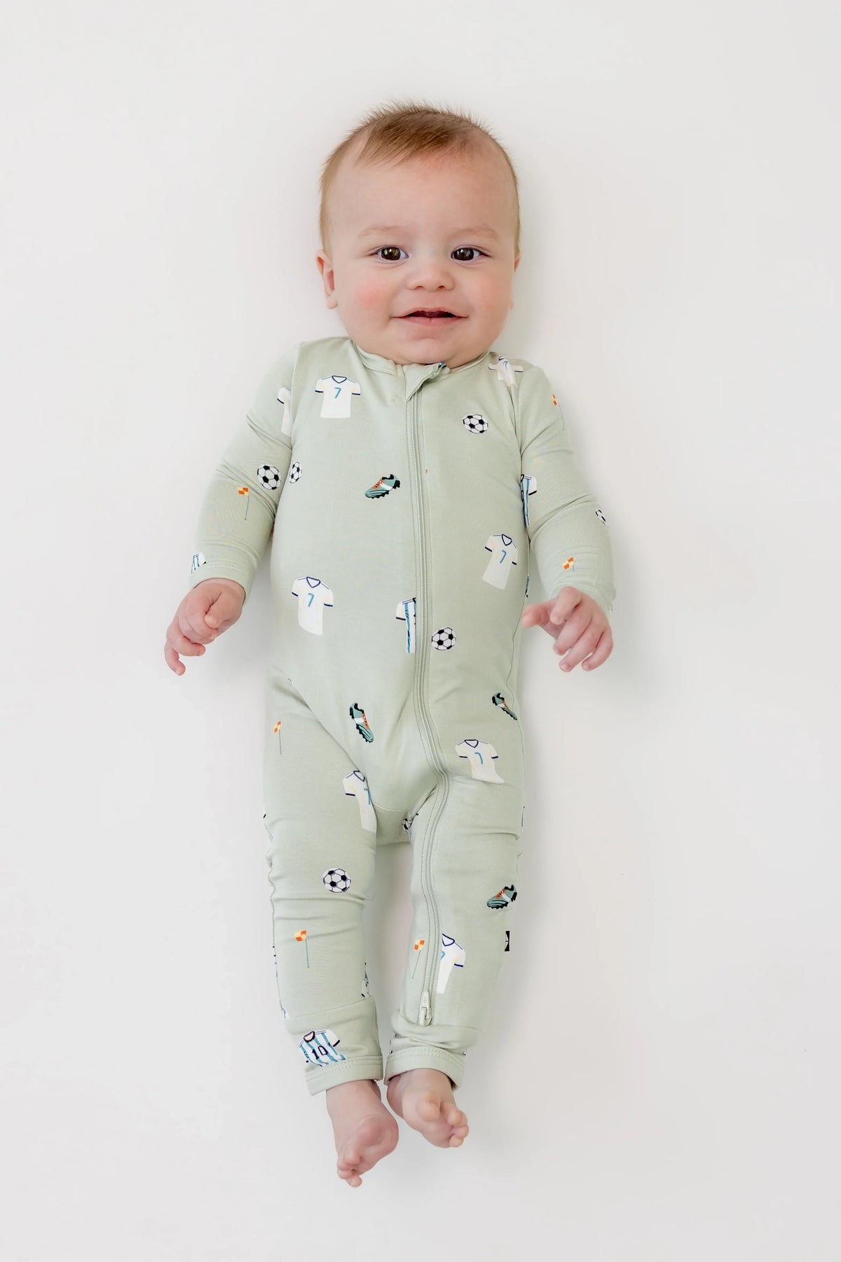 Zippered Romper in Soccer