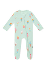 Zippered Footie in Mint Ice Cream
