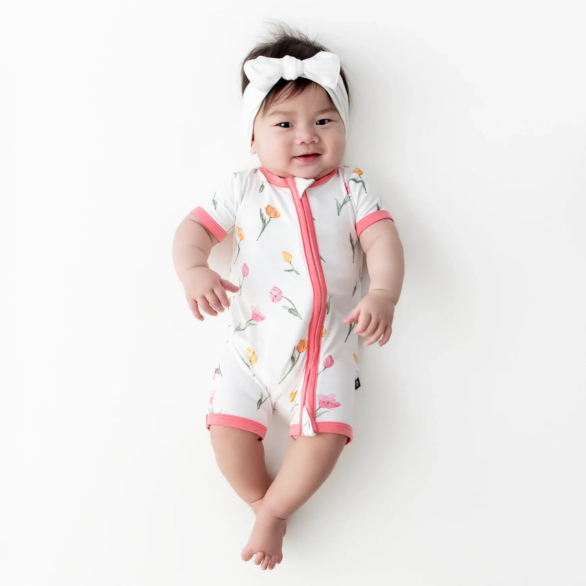 Zipper Shortall Romper in Tulip