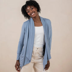 Women's French Terry Wrap Top in Slate
