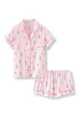 Women's Short Sleeve Pajama Set in Sakura Ice Cream
