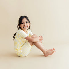 Short Sleeve Pajamas in Gingham Chamomile