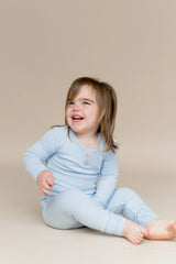 Ribbed Henley Set in Breeze